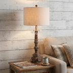 34" Brown Novelty Table Lamp With Drum Shade