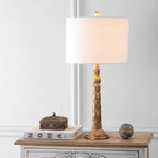 29" Antiqued Gold Table Lamp With Drum Shade