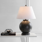 26" Dark Gray Novelty Table Lamp With Drum Shade