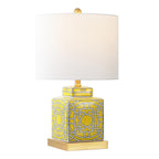 22" Gold Square Table Lamp With Drum Shade
