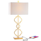 32" Gold Geometric Table Lamp With Shade