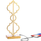 32" Gold Geometric Table Lamp With Shade