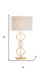 32" Gold Geometric Table Lamp With Shade