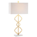 32" White Geometric Table Lamp With Shade