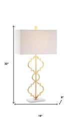 32" White Geometric Table Lamp With Shade