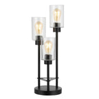 21" Black Three Light Novelty Table Lamp With Cylinder Shade