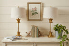 Set of Two 32" Gold Novelty Table Lamps With Drum Shades