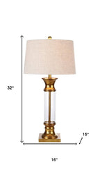 Set of Two 32" Gold Novelty Table Lamps With Drum Shades