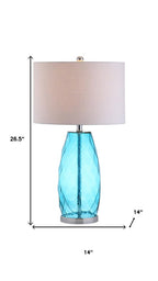 27" Silver Table Lamp With Drum Shade