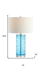 Set of Two 28" Turquoise And Clear Novelty Table Lamps With Drum Shades