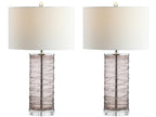 Set of Two 28" Mauve Table Lamps With Drum Shades