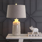 26" Cream Table Lamp With Drum Shade