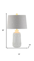 26" Cream Table Lamp With Drum Shade
