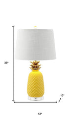 23" Clear Gold And Yellow Pineapple Table Lamp With Globe Shade