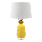 23" Clear Gold And Yellow Pineapple Table Lamp With Globe Shade