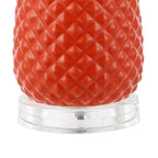 23" Clear Gold And Orange Pineapple Table Lamp With Drum Shade