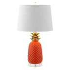 23" Clear Gold And Orange Pineapple Table Lamp With Drum Shade
