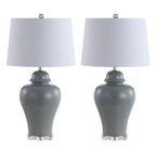Set of Two 27" Clear Novelty Bedside Lamps With Empire Shades