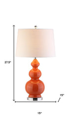 28" Orange And Silver Novelty Table Lamp With Drum Shade