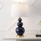 28" Navy Blue And Gold Novelty Table Lamp With Empire Shade