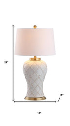 29" Gold Novelty Table Lamp With Drum Shade