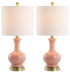 Set of Two 22" Gold Novelty Table Lamps With Drum Shades