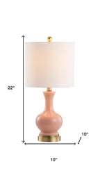 Set of Two 22" Gold Novelty Table Lamps With Drum Shades