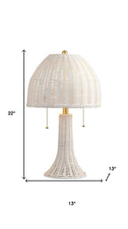 22" White Lantern Bedside Lamp With Dome Shade