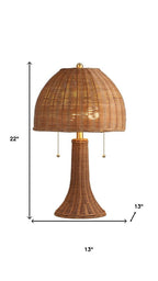 22" Natural Lantern Bedside Lamp With Dome Shade