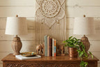 Set of Two 21" Light Brown Urn Table Lamps With Empire Shades