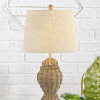 Set of Two 21" Light Brown Urn Table Lamps With Empire Shades