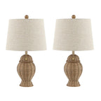 Set of Two 21" Light Brown Urn Table Lamps With Empire Shades