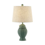 Set of Two 21" Green Urn Bedside Lamps With Empire Shades