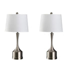 Set of Two 26" Nickel Novelty Table Lamps With Empire Shades