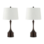 Set of Two 26" Antiqued Bronze Novelty USB Table Lamps With Empire Shades