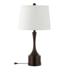 Set of Two 26" Antiqued Bronze Novelty USB Table Lamps With Empire Shades