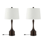 Set of Two 26" Antiqued Bronze Novelty USB Table Lamps With Empire Shades