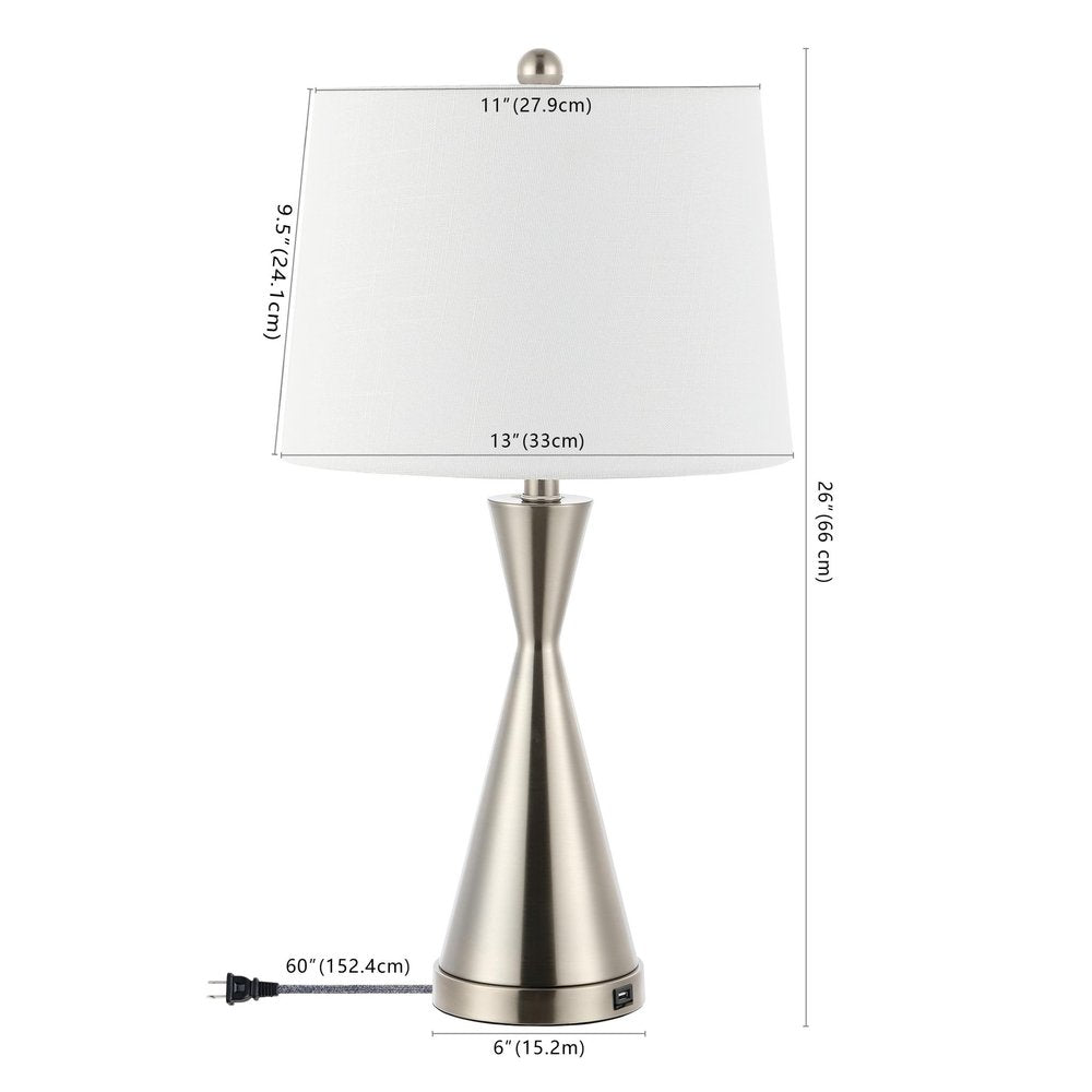 Set of Two 26" Nickel Novelty Table Lamps With Empire Shades