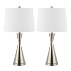 Set of Two 26" Nickel Novelty Table Lamps With Empire Shades