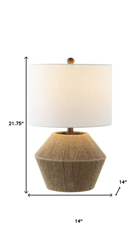 22" Brown Novelty Bedside Lamp With Drum Shade