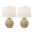 Set of Two 23" Clear Round Table Lamps With Empire Shades
