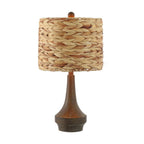 Set of Two 21" Dark Brown Gourd Bedside Lamps With Drum Shades