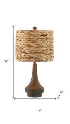 Set of Two 21" Dark Brown Gourd Bedside Lamps With Drum Shades