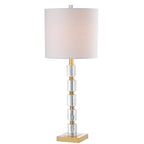Set of Two 29" Clear And Brass Novelty Table Lamps With Drum Shades