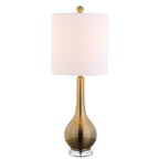25" Clear Gourd Table Lamp With Drum Shade