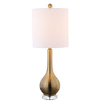 25" Clear Gourd Table Lamp With Drum Shade