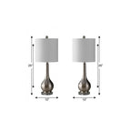 Set of Two 25" Clear Gourd Table Lamps With Drum Shades