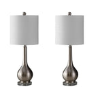 Set of Two 25" Clear Gourd Table Lamps With Drum Shades