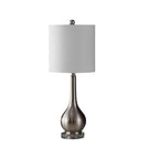 Set of Two 25" Clear Gourd Table Lamps With Drum Shades