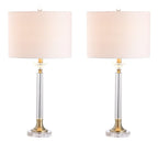 Set of Two 28" Clear And Gold Table Lamps With Drum Shades